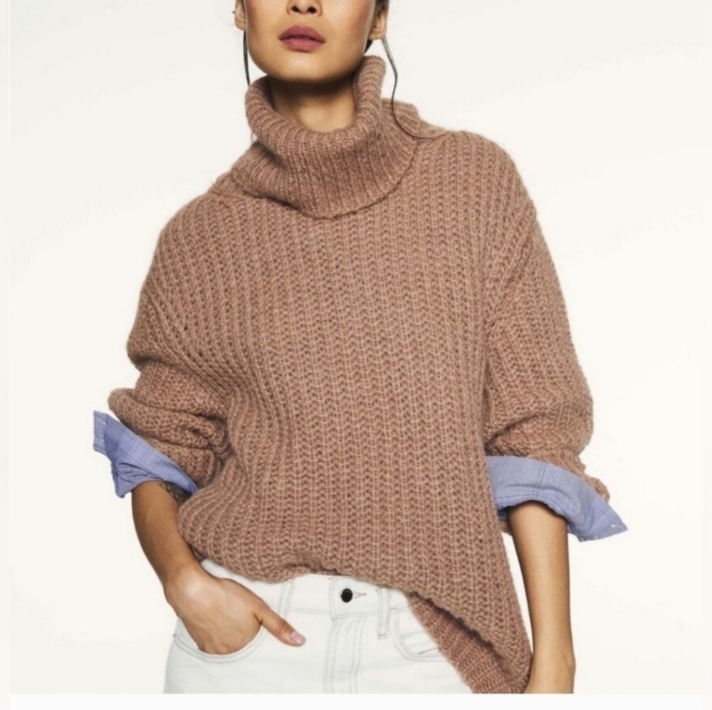 Ba&sh Emera oversize turtleneck sweater alpaca wool  sz 1 = S